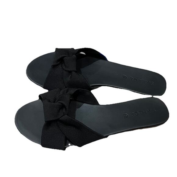 Rothy's Black Bow Slip On Women's Sandals Size 9.5 - Picture 1 of 5